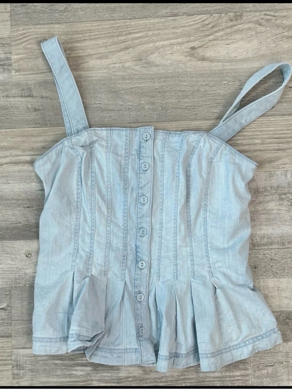 White House Black Market Denim Peplum Corset Style Tank Top Size 4 B33